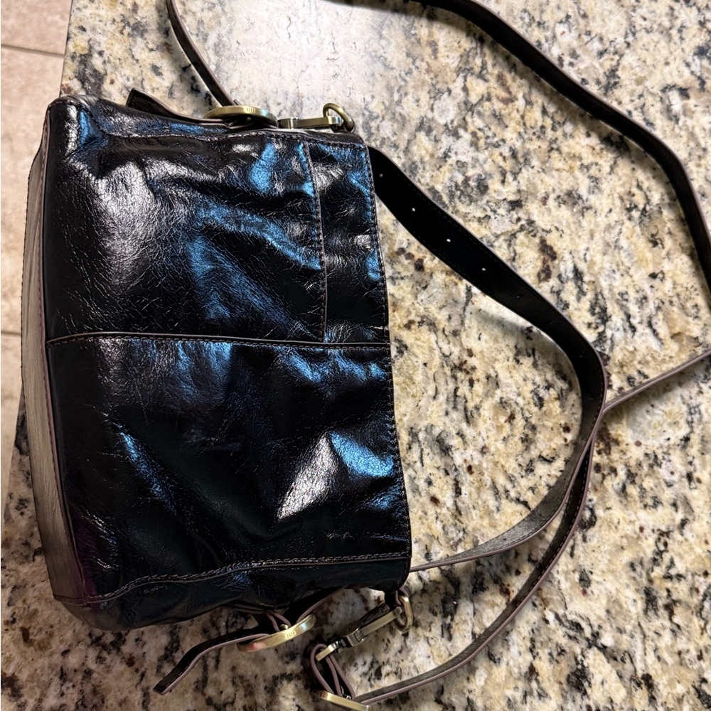 Hobo Render Elegant Black Leather Shoulder Bag